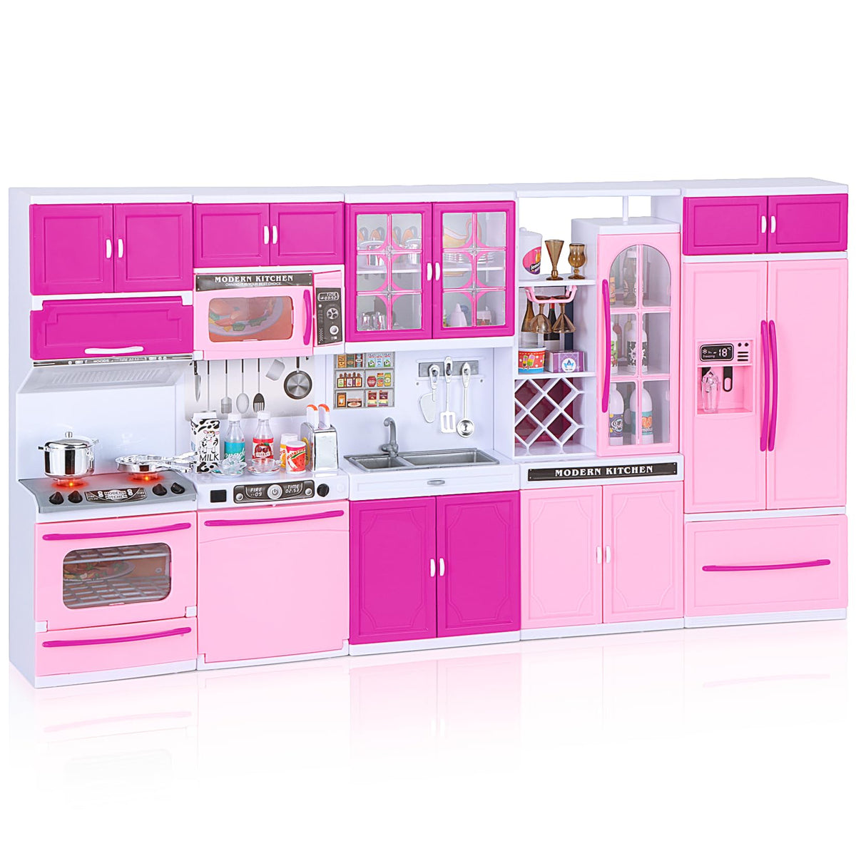 Mastom Kitchen Playset stove lights up for realistic pretend cooking