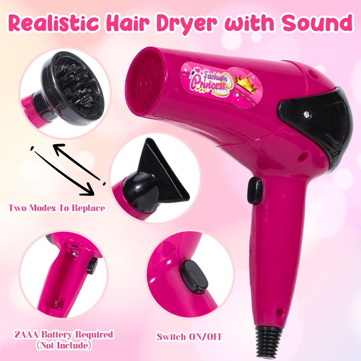 Mastom realistic hair dryer heads deliver authentic sounds and styling options.