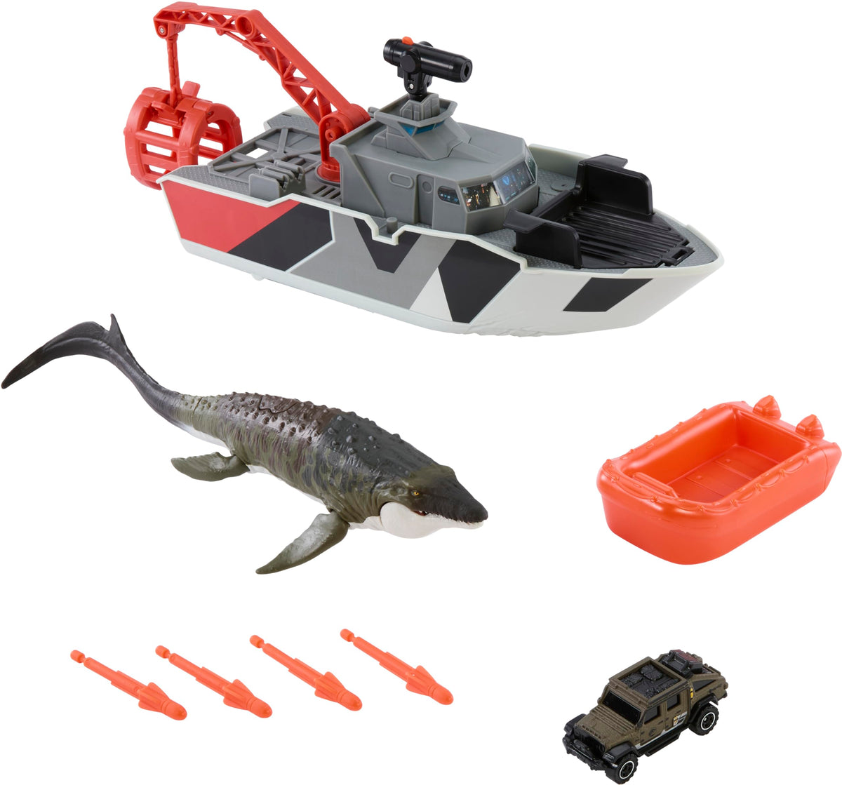 Matchbox boat wheels allow land and water adventures in one playset.