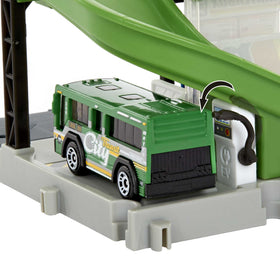 Matchbox Bus Station compatibility with Hot Wheels enables extended adventures.