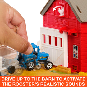 Matchbox Farm Adventure rooster sound feature enhances farm storytelling.