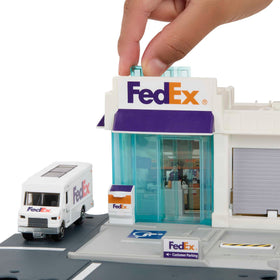 Matchbox FedEx Playset loading bay with pallets for storytelling