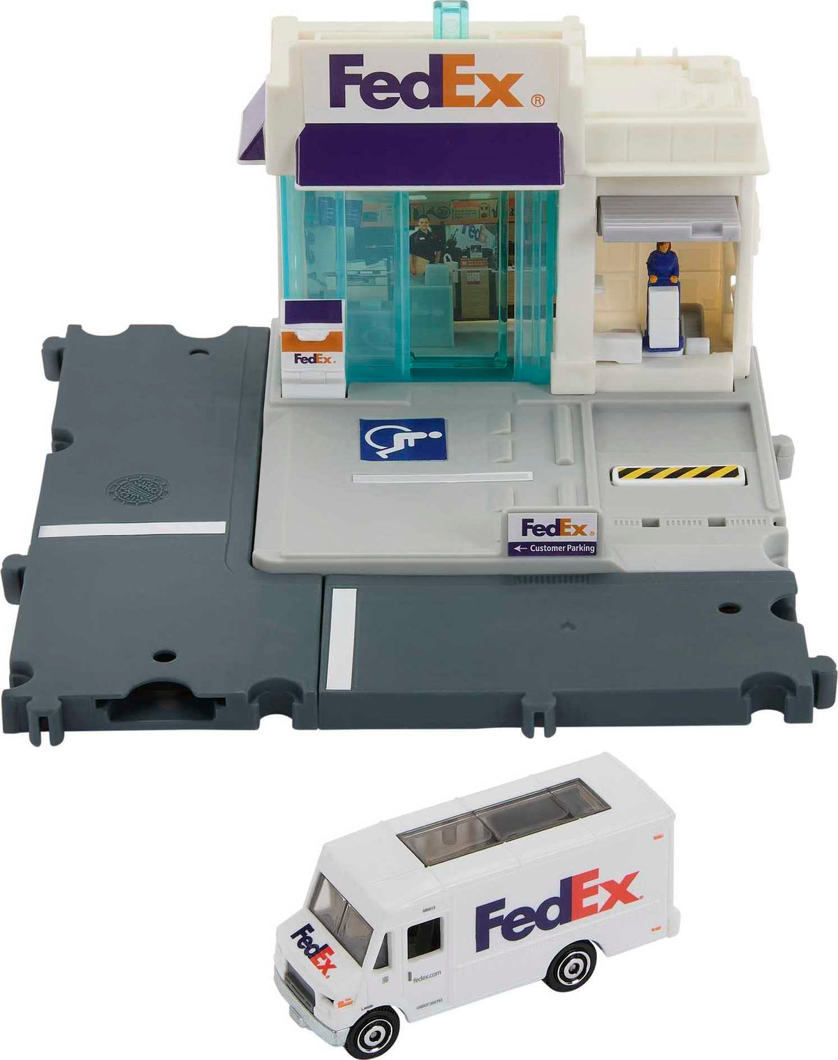 Matchbox FedEx Playset package center scene for realistic shipping play