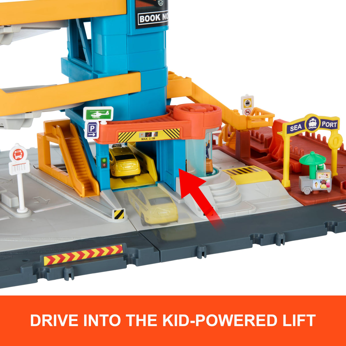 Matchbox Transportation Center 164-scale taxi ready for pickup.