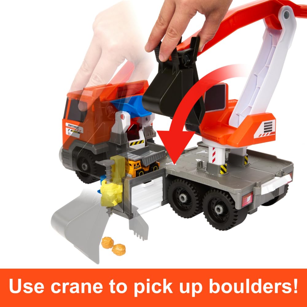 Matchbox truck stores accessories in built-in compartments