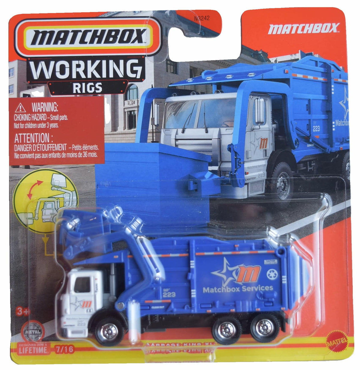Matchbox truck with moving parts in blue promotes engaging imaginative play.