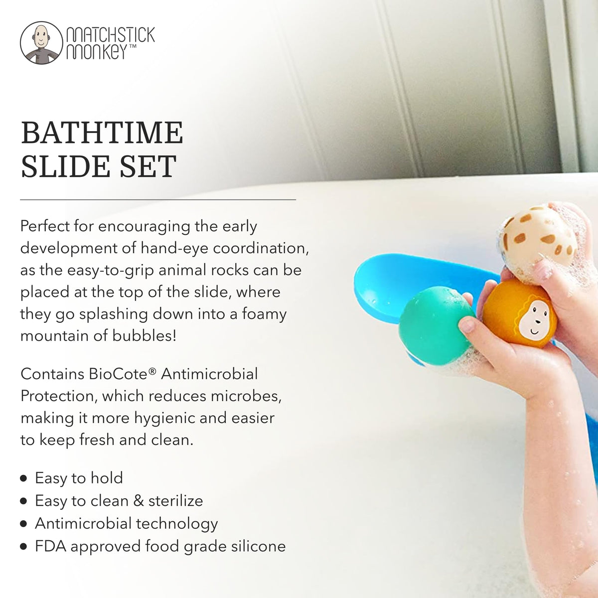 Matchstick Monkey BioCote protection helps keep the set fresher between washes.