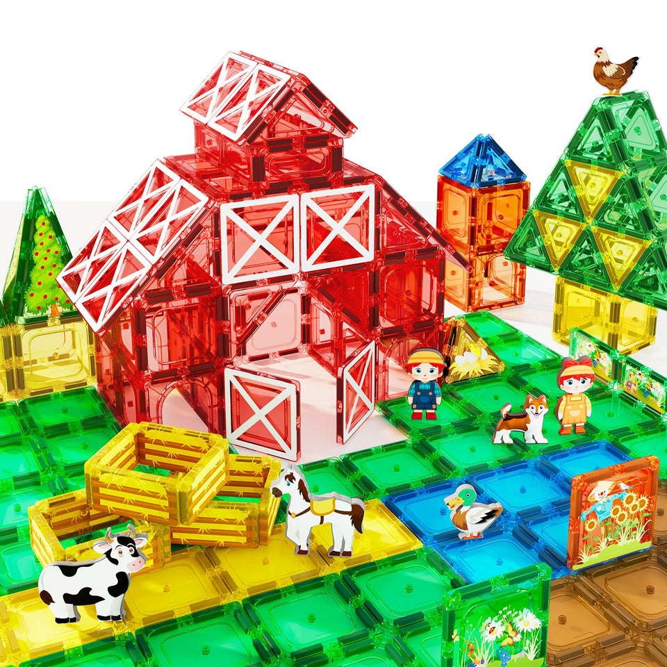 Matchtiles Farm Animals Set with UV-printed figures for durable, realistic play.