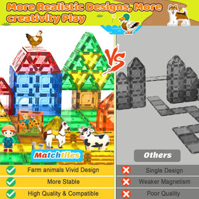 Matchtiles magnetic buildings create dynamic farm structures.