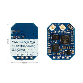 Close-up of the MATEK ELRS-R24-D PCB highlighting key chips and layout.