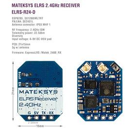 MATEK ExpressLRS ELRS-R24-D receiver side ports for easy wiring and integration.