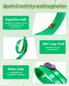 MATELOTI green race set packaging showcases color and play ideas.