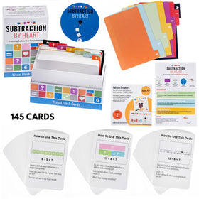 Math for Love Subtraction by Heart visual card illustration B enhances memory through color-coded cues.
