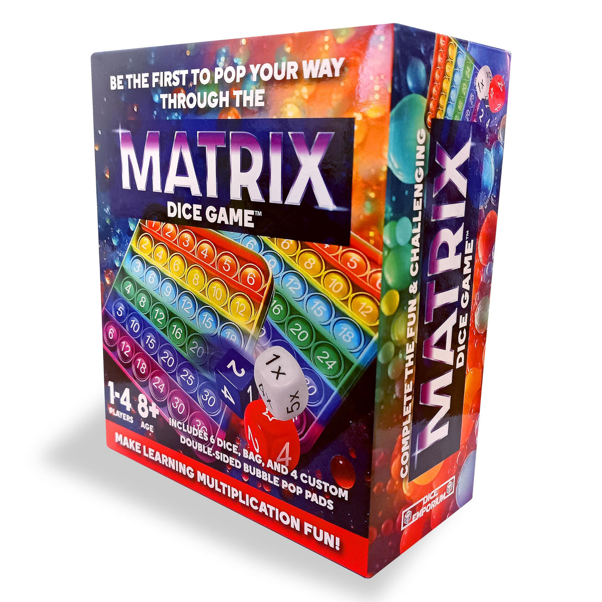Matrix Dice Game family-friendly design encourages turn-based play and smiles.