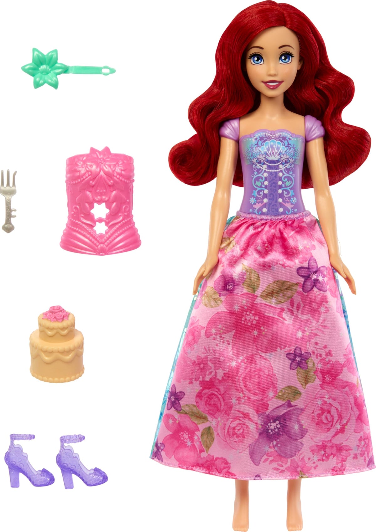 Mattel Ariel snapped bodice and shoes for quick style changes.