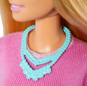 Mattel Barbie Teacher Doll face close-up with friendly expression.