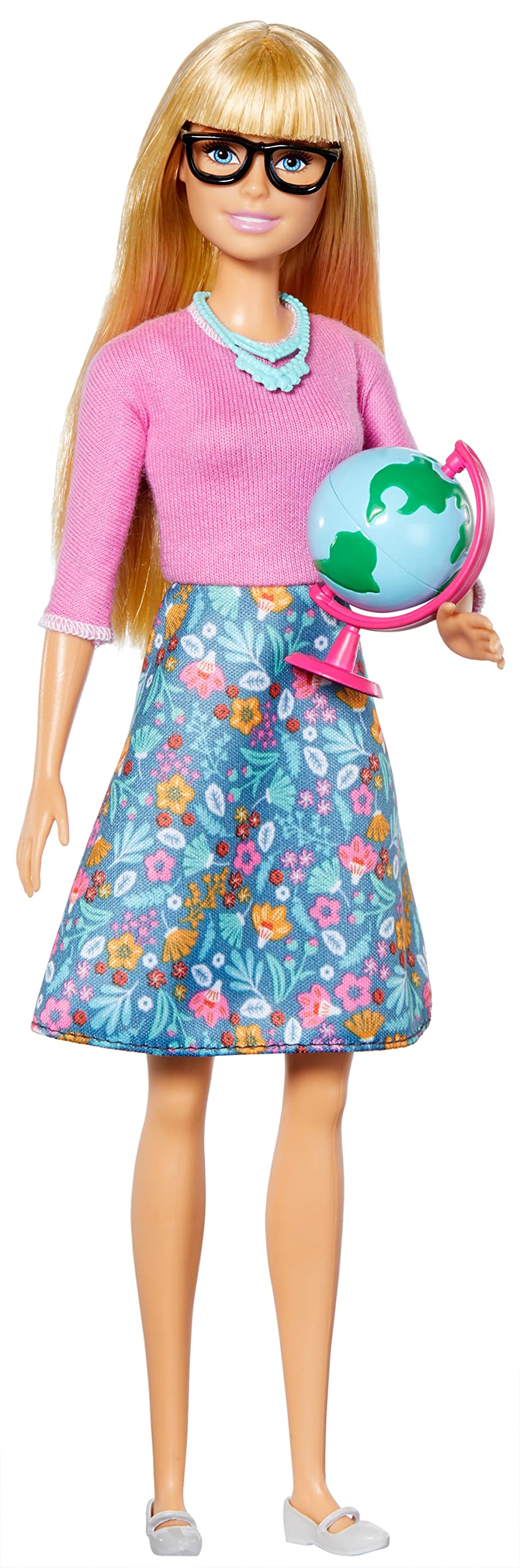 Mattel Barbie Teacher Doll front view in classroom-ready uniform for pretend learning.