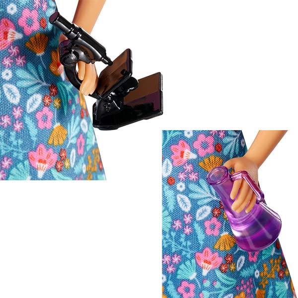 Mattel Barbie Teacher Doll hair styling details for dress-up fun.