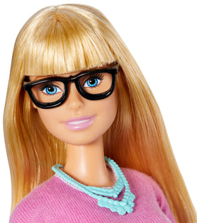 Mattel Barbie Teacher Doll side view ideal for storytelling scenarios.