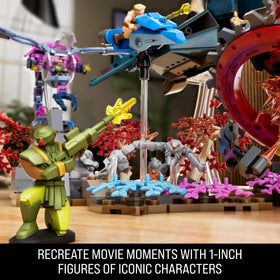 Mattel Brick Shop poseable figures mid-air help recreate heroic leaps