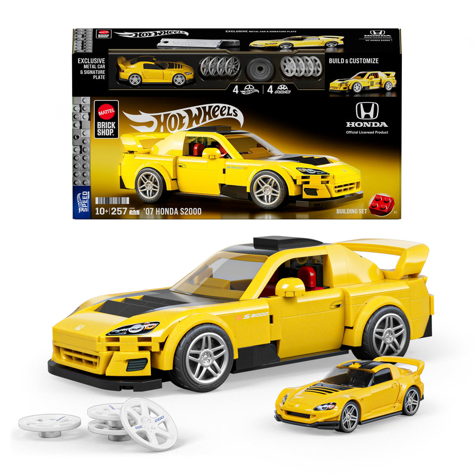 Mattel Brick Shop Hot Wheels S2000 assembly details for display and collection.