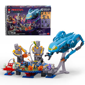 Mattel Brick Shop MOTU airship display for dramatic shelf presence.