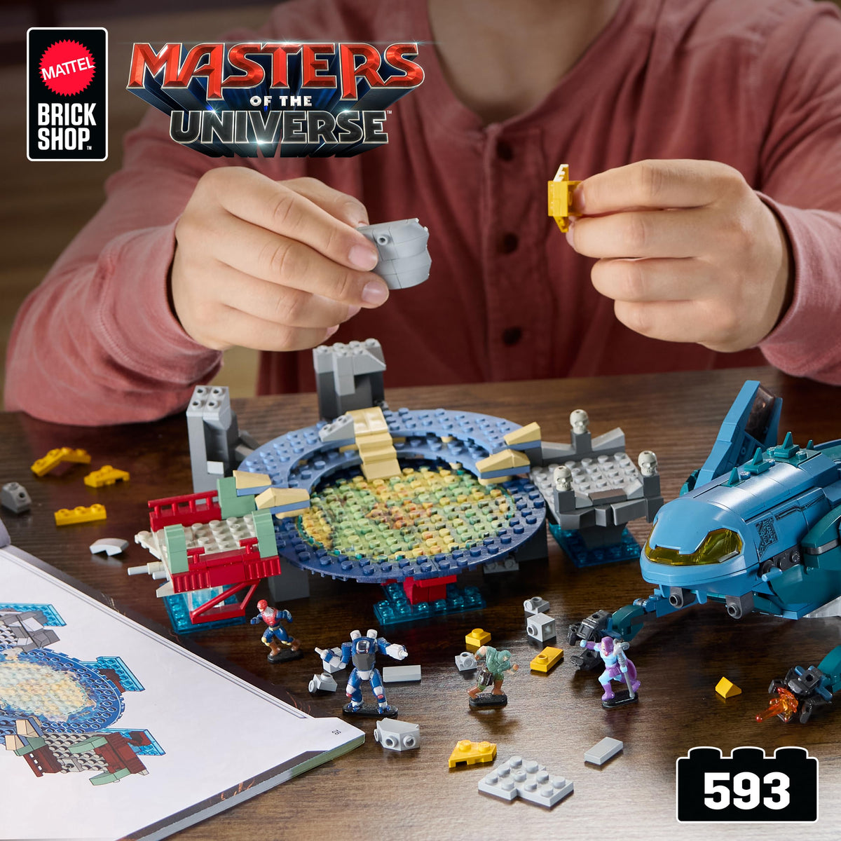 Mattel Brick Shop MOTU NanoWorld figures ready for versatile poses.