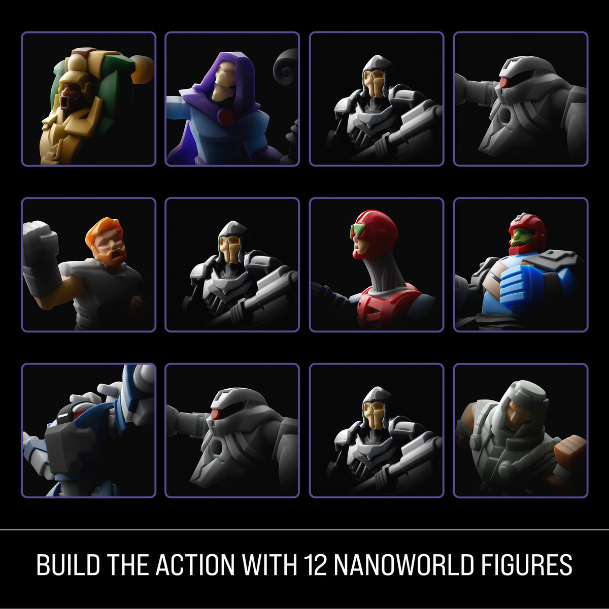 Mattel Brick Shop MOTU Trap-Jaw and Roboto figures in dynamic poses.