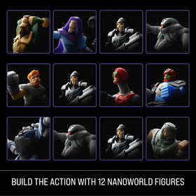 Mattel Brick Shop MOTU Trap-Jaw and Roboto figures in dynamic poses.