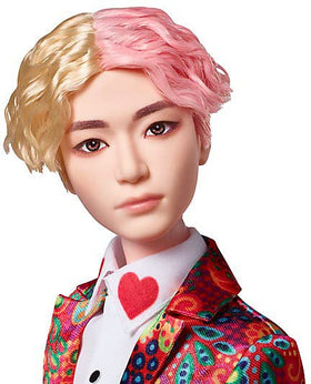 Mattel BTS V figure showing detailed articulation for dynamic scenes.