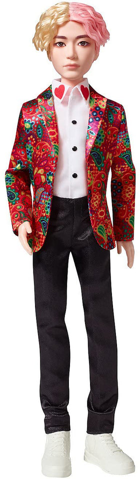 Mattel BTS V fashion doll in idol suit ready for display.