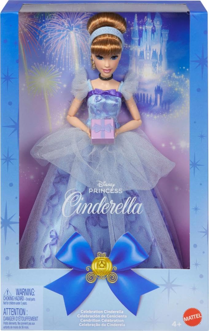 Mattel Cinderella doll in birthday party gown for pretend celebration play