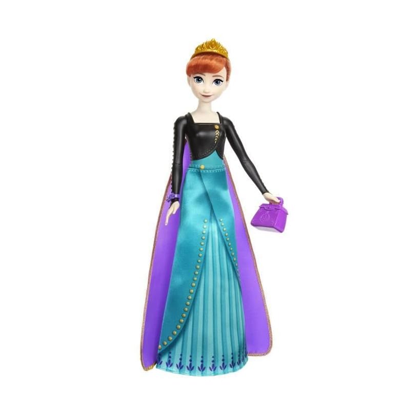 Doll reveal shows Anna with removable skirt and cape for styling