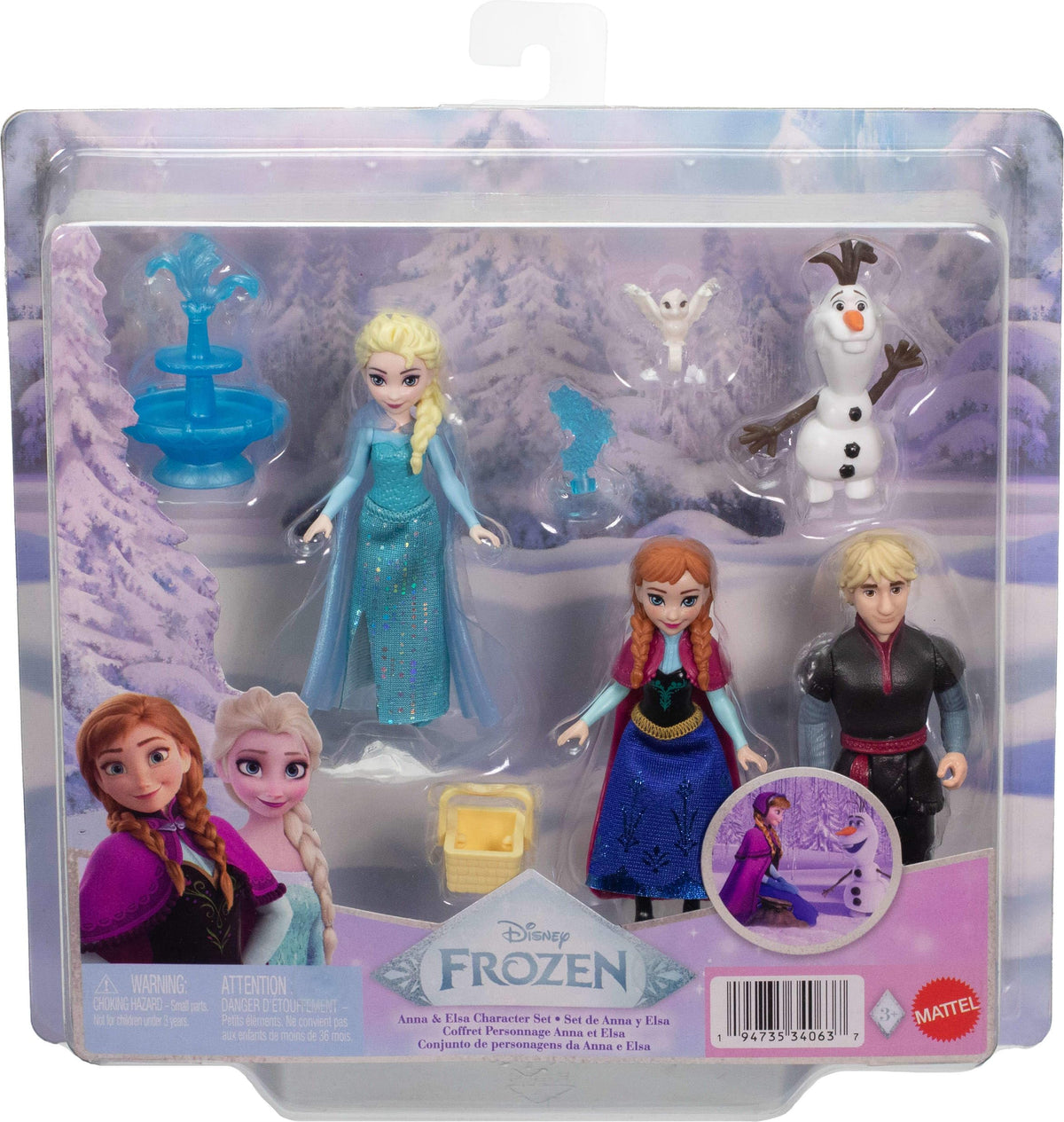 Mattel Disney Frozen storytelling accessories pack enhances pretend play.