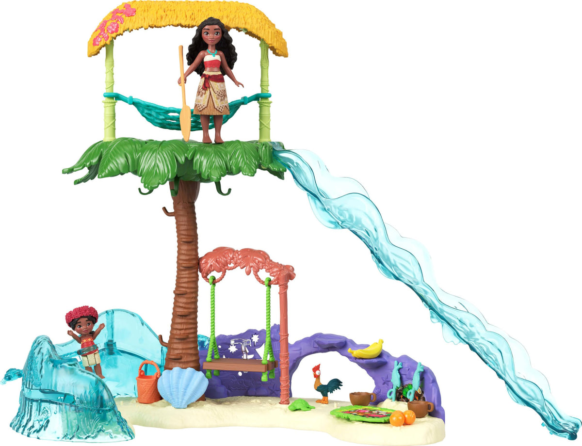 Mattel Disney Moana 2 Island Adventure playset with Moana and Simea for imaginative adventures.