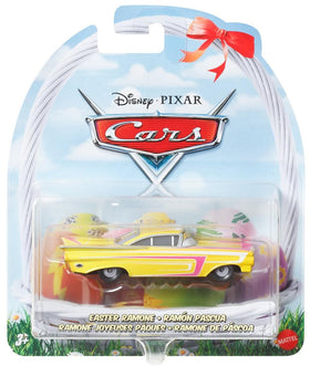 Close-up of Easter-themed paint detailing on Lightning McQueen diecast.