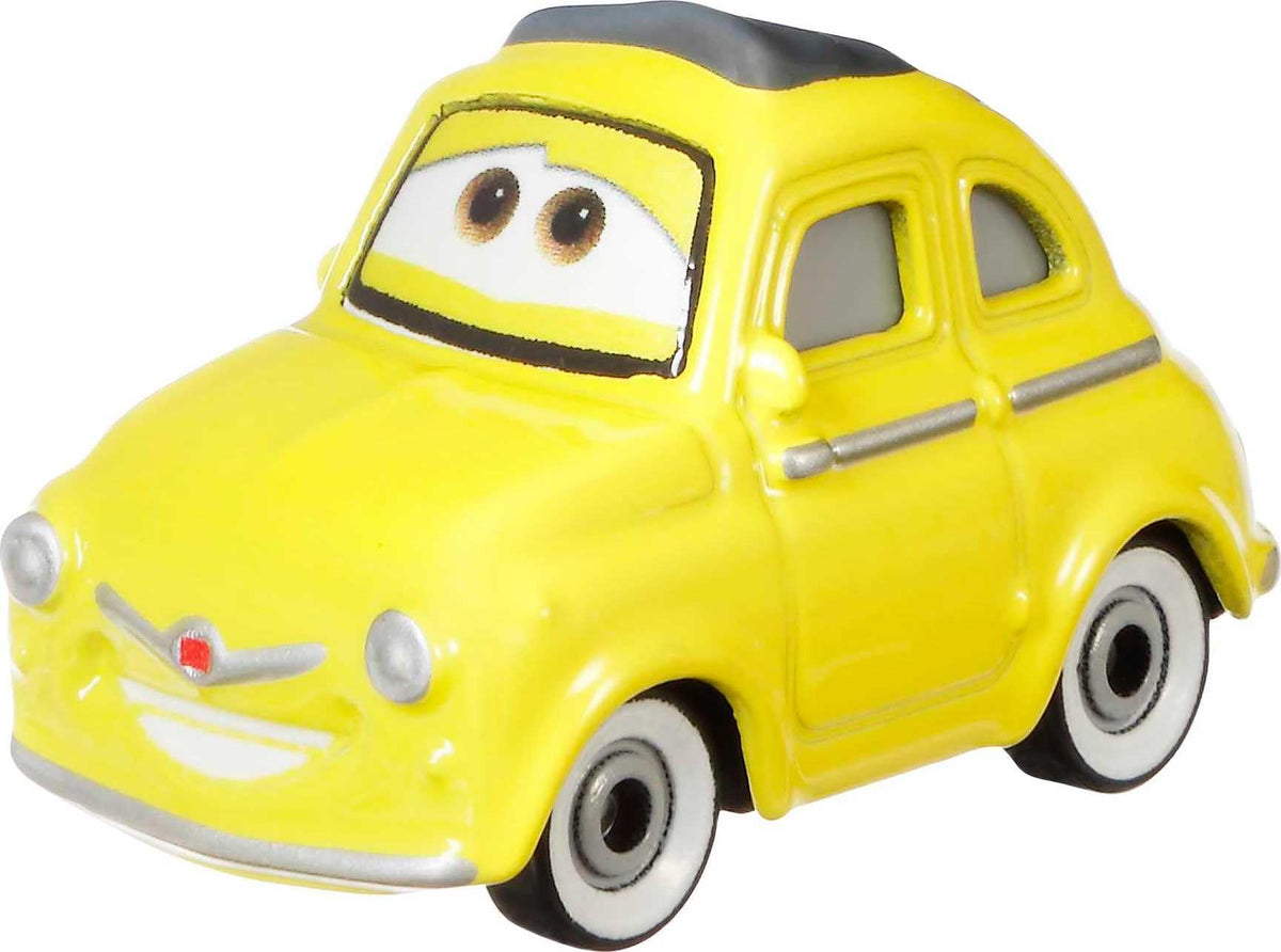 Mattel Disney Pixar Cars Luigi detailed design captures character charm and coloring.
