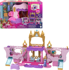Mattel Disney Princess Carriage to Castle playset exterior with rolling wheels for imaginative travel