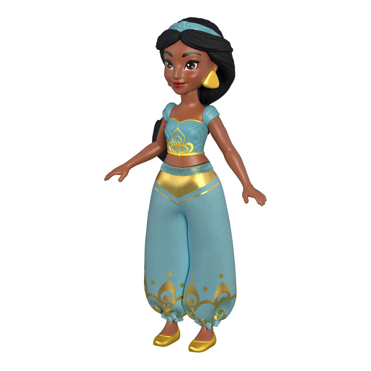 Mattel Jasmine includes removable soft pants for mix-and-match styling.