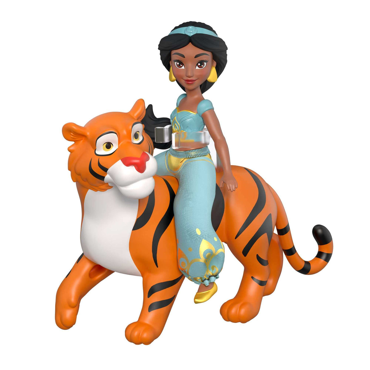 Mattel Rajah tiger figure accompanies Jasmine for adventures and friendship play.