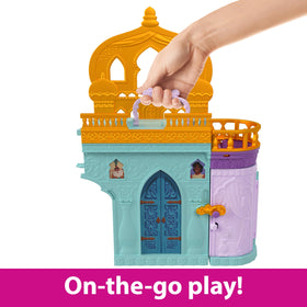 Rotating flying carpet on balcony enabling flight-themed adventures