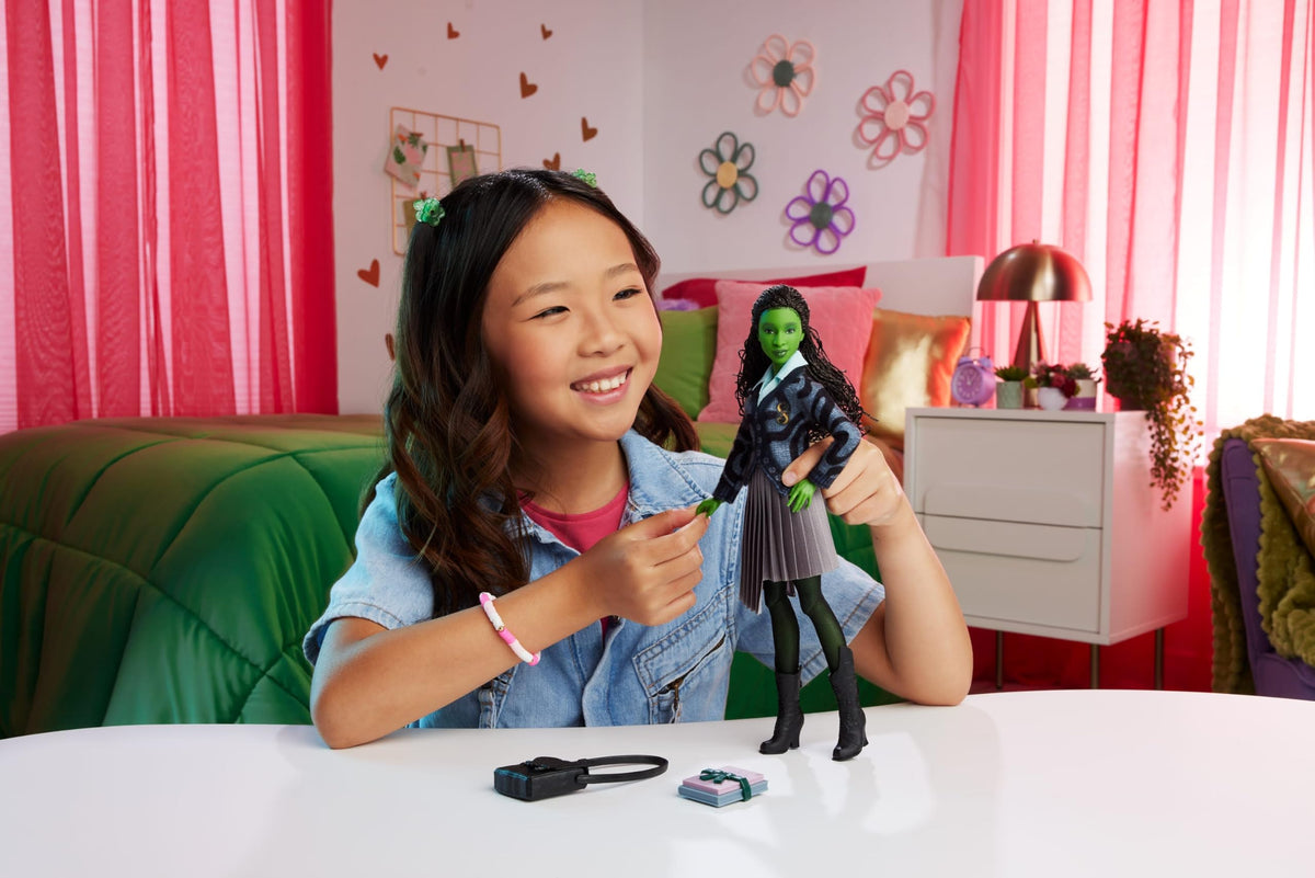 Mattel Elphaba with black braided hair for dynamic styling and display.