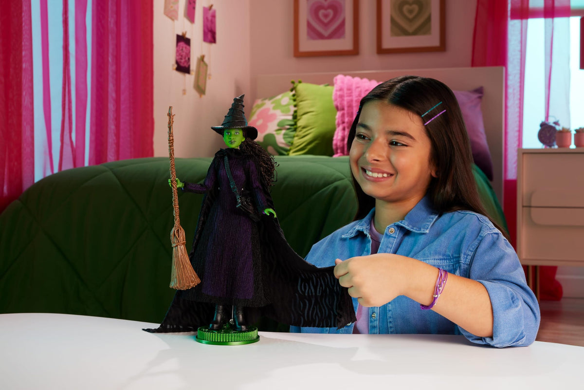 Mattel Elphaba green skin and braided hair for authentic movie-inspired look