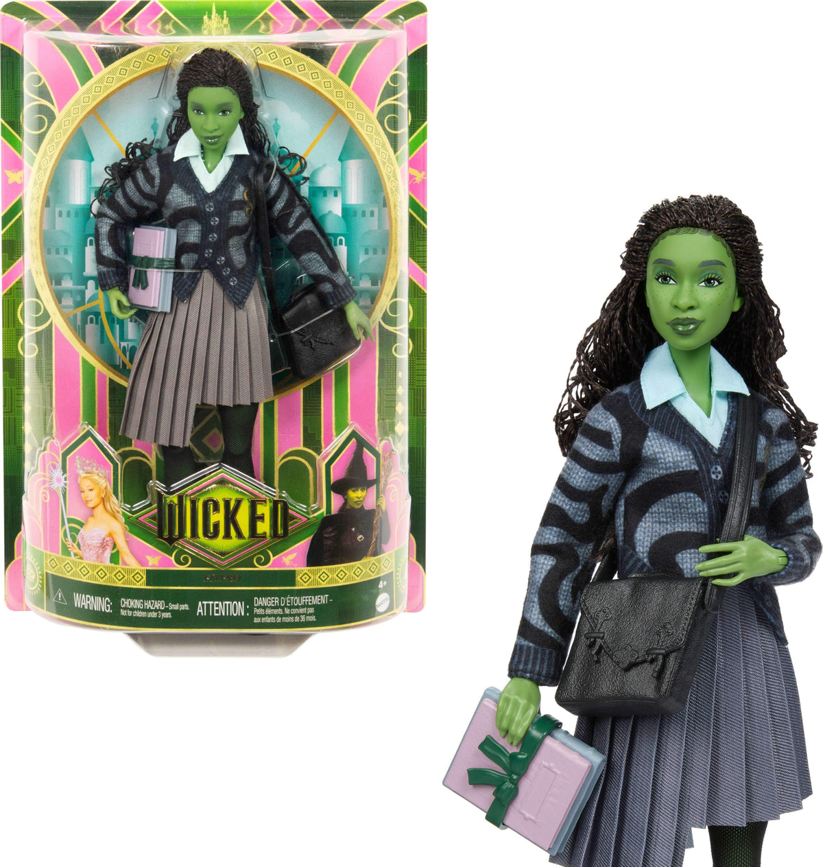 Mattel Elphaba green-skinned doll for imaginative Wicked play.