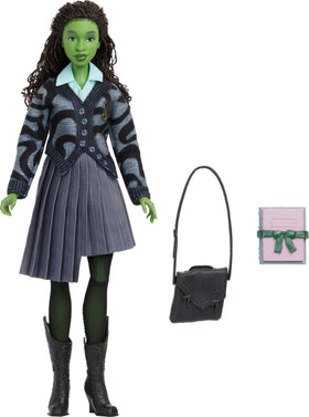 Mattel Elphaba school bag and Ozian textbook for classroom pretend play.