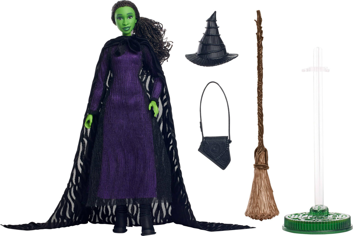 Mattel Elphaba in sheer dress with purple undertones adds rich detail