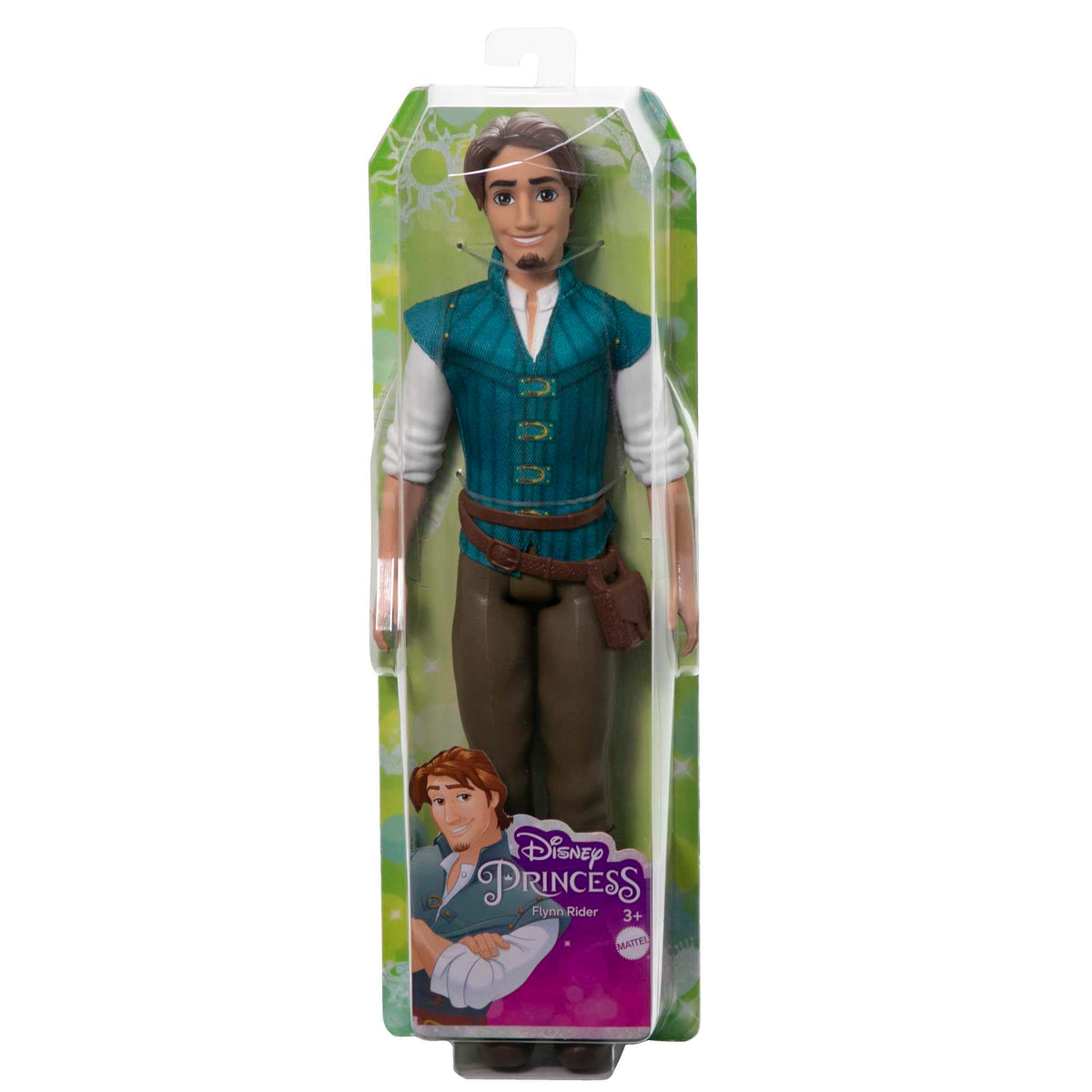 Flynn Rider doll as a collectible compatible with playsets and Rapunzel.