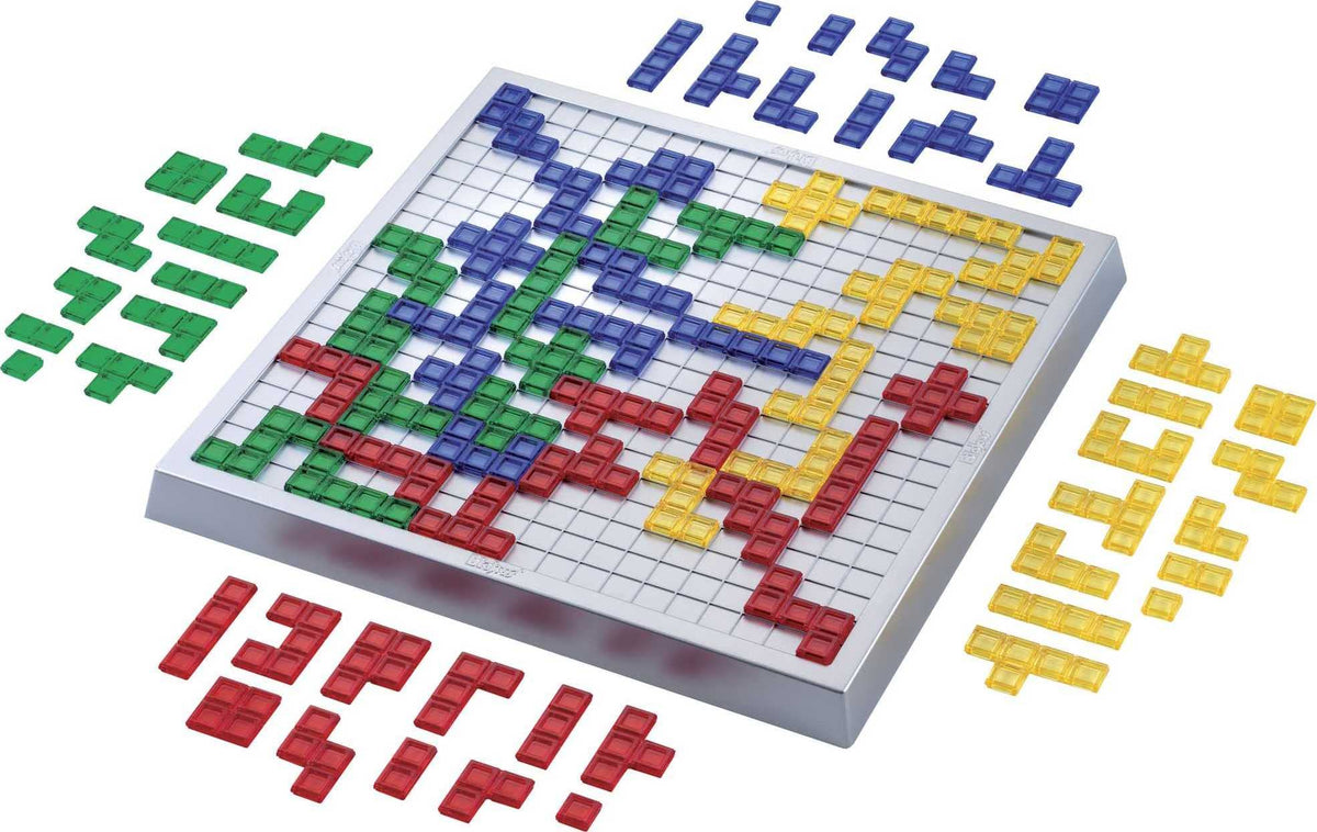 Blokus XL colorful tiles spread across board, easy to learn and quick to start.