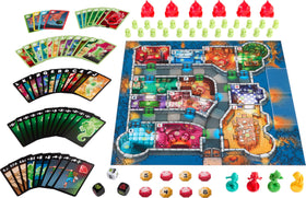 Mattel Games colorful game pieces and the haunted board create a lively family game night