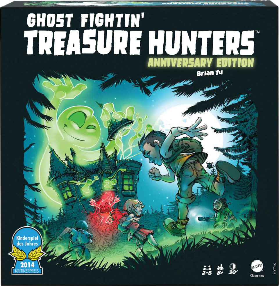 Mattel Games Ghost Fightin' Treasure Hunters Anniversary Edition set up in a spooky haunted house scene
